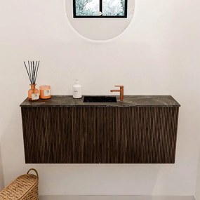 Mondiaz Joya DLux 100cm toiletmeubel walnut met wastafel faye midden 1 kraangat lava