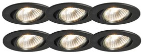 Set van 6 inbouwspots zwart kantelbaar - Cisco