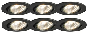 Set van 6 inbouwspots zwart kantelbaar - Cisco Modern, Design GU10 rond Binnenverlichting Lamp