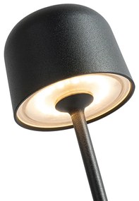 Buitenlamp met dimmer LED Set van 2 tafellamp met dimmeren mushroom zwart incl. laadstation - Raika Modern IP65 Buitenverlichting Lamp