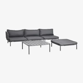 Tuinset Met 3-delige Modulaire Hoekbank, Salontafel En Poef Van Roubly-staal Grijs – Grafiet - Sklum