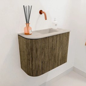 Mondiaz Joya DLux 50cm toiletmeubel ronding links dusk met wastafel faye rechts zonder kraangat opalo