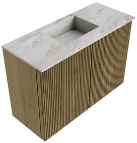 Mondiaz Joya DLux 60cm toiletmeubel dusk met wastafel faye midden 1 kraangat glace