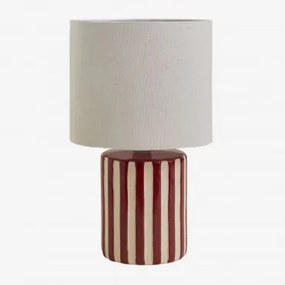 Araminta Keramische En Linnen Tafellamp Beige Tapioca - Wijnrood - Sklum