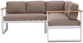 The Outsider Hoek Loungeset - Melton - Acacia/Aluminium - Wit - The Outsider