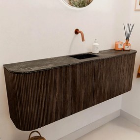 Mondiaz Joya DLux 125cm toiletmeubel ronding links/rechts walnut met wastafel faye midden zonder kraangat lava