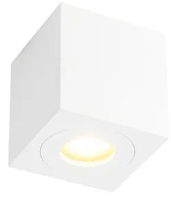 QAZQA Moderne vierkante badkamer Spot / Opbouwspot / Plafondspot wit - Capa Modern GU10 IP44 Lamp