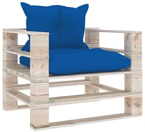 vidaXL Tuinbank met koningsblauwe kussens pallet grenenhout