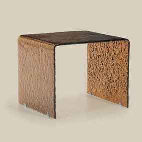 Glazen Bijzettafel Retro Bruin - 50 X 45cm.