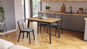 ROXY Onderstel naturel eik/zwart - RETRO KEUKEN-/DININGTAFEL - rechthoekige houten tafel