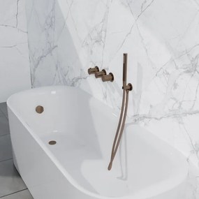 Fortifura Nebbio Badcombinatie-set - thermostaatkraan - wandaansluitbocht met handdouchehouder - metalen doucheslang - staaf handdouche - badvulcombinatie - geborsteld koper PVD (koper) SW1183069 SW1183076 SW1183082 SW970045 SW970048 SW