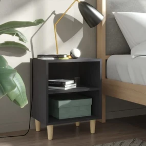 vidaXL Nachtkastjes 2 st met massief houten poten 40x30x50 cm grijs