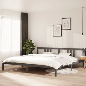 vidaXL Bedframe massief hout grijs 200x200 cm