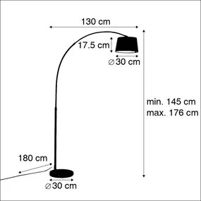 Moderne booglamp staal met witte stoffen kap - Arc Basic Modern E27 rond Binnenverlichting Lamp