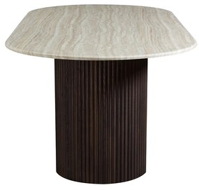 Ovale Eettafel Travertin En Walnoot 180 Cm - 180 X 90cm.