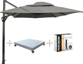 Hacienda zweefparasol 300x400 cm met robuust 125KG voet en hoes