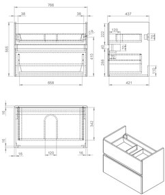 Best Design Quick 80cm greeploos badkamermeubel grijs eiken