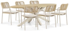 Tuinset 6 personen 220 cm Aluminium/rope Taupe Coco Penya/Matara