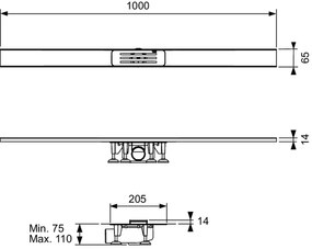 TECE Lineo inkortbare douchegoot 100cm RVS geborsteld