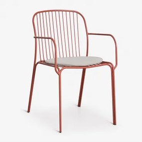 Set Van 2 Tuinstoelen Met Armleuningen Van Staal Anerina Terracota & Licht Taupe Grijs - Sklum