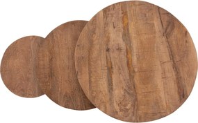 Goossens Salontafel Jelle rond, hout mango bruin, urban industrieel, 54 x 45 x 54 cm