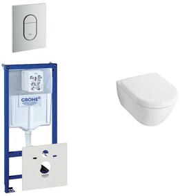 Villeroy & Boch Subway Compact Toiletset - inbouwreservoir - diepspoel wandcloset - bedieningsplaat verticaal - mat chroom 0729205/0729242/1024232/1025456/