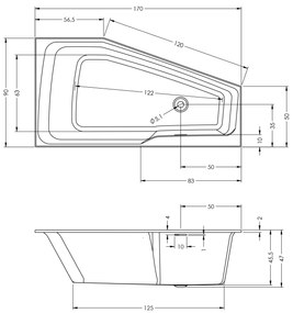 Riho Rethink Space half vrijstaand bad 170x90cm links wit glans