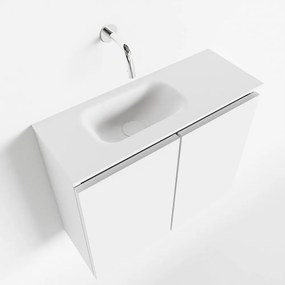 Mondiaz Ture 60cm toiletmeubel talc met wastafel talc links geen kraangat