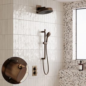 Saniclear Evolution Curved inbouw regendouche met glijstang en 2 standen handdouche verouderd messing