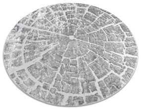 Tapijt MEFE modern  Rond ,  6185 Boomstam , boom , Structureel,  twee poolhoogte , grijskleuring