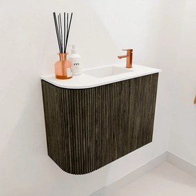 Mondiaz Joya 50cm toiletmeubel ronding links shadow met wastafel faye rechts 1 kraangat talc