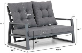 Stoel en Bank Loungeset Aluminium Grijs 4 personen Lifestyle Garden Furniture Batala