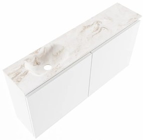 Mondiaz Ture DLux toiletmeubel 100cm talc met wastafel frappe links met kraangat