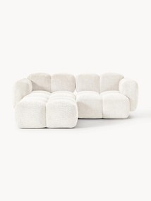 Modulaire teddy bouclé bank Tayla (2-zits) met poef (links/rechts)