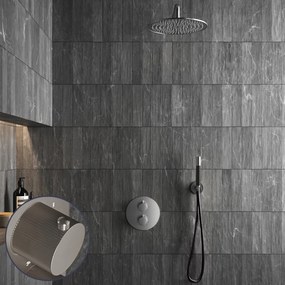 Saniclear Exclusive Stripes Pro inbouw regendouche rond met 20cm hoofddouche en muurarm RVS