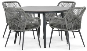 Tuinset Ronde Tuintafel 4 personen 120 cm Aluminium/wicker Grijs  Lifestyle Garden Furniture Advance/Vienna