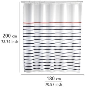Wenko douchegordijn 180x200cm Marine inclusief ringen