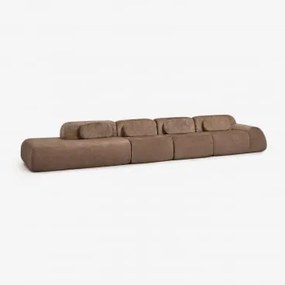 Modulaire Hoekbank Van 4 Delen Met Linker Divan In Vacuüm Verpakte Chenille Merida Chenille Karamelbruin - Sklum