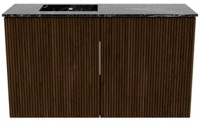 Mondiaz Joya DLux 70cm toiletmeubel walnut met wastafel faye links 1 kraangat lava
