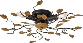 Vintage plafondlamp zwart met goud 50 cm 3-lichts - Foglie