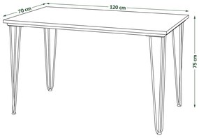 HAIRPIN eiken artisan / beige, loft tafel voor keuken, eetkamer en woonkamer