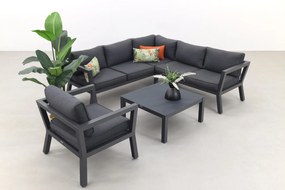 Calgary aluminium loungeset + loungestoel - Carbon