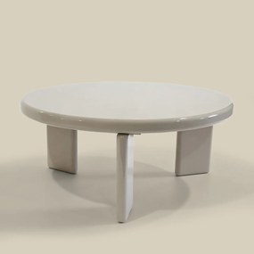 Ronde Salontafel Hoogglans Beige - 80 X 80cm.