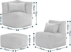 Noa Modulaire Zitzak Zitzak Corduroy - 3-delig - Saliegroen