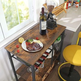 Nancy's Richland Vintage Keukenwagen - Serveerwagen - Keukentrolleys - Rustiek Bruin - Industriële Trolley - 80 x 40 x 86.5 cm