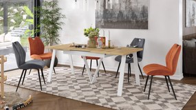 AVERY eik Craft Goud/ onderkant wit - LOFT/INDUSTRIËLE TAFEL VOOR WOONKAMER / EETKAMER UITKLAPBAAR TOT 290 cm!