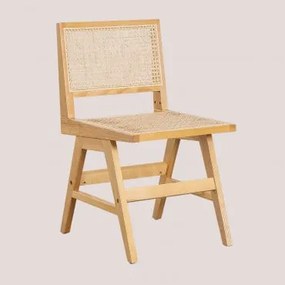 Set Van 4 Eetkamerstoelen In Essenhout En Rotan Lali Natuurlijk Hout - Sklum