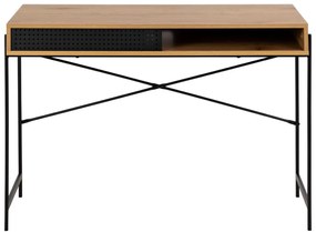 Compact Bureau Eiken Met Opbergruimte - 110 X 50cm.