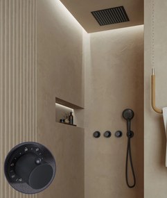 Saniclear Plus Curved inbouw regendouche met inbouw douchekop 30x30cm en 2 standen handdouche zwart mat