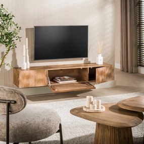TV-meubel Mangohout Met Golvend Front - 160x35x45cm.